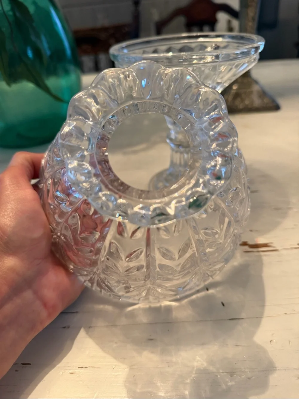 Vintage clear cut crystal fairy lamp